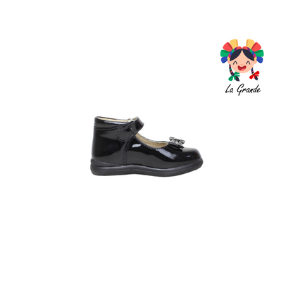 3423 DOGI Negro Charol Zapato Escolar para Bebé y Niña
