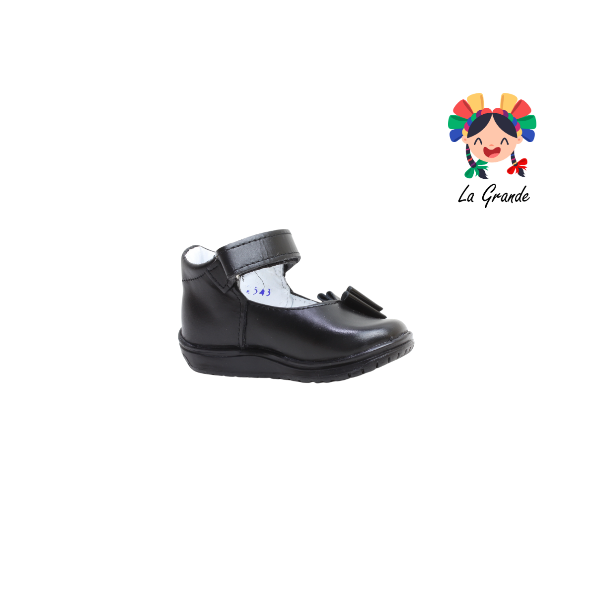 344 WIZZYZ Negro Piel Zapato Casual para Bebé
