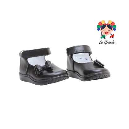 344 WIZZYZ Negro Piel Zapato Casual para Bebé