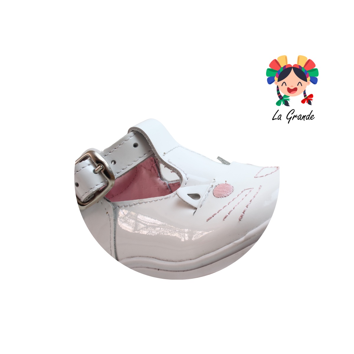 345 WIZZYZ Blanco Gatito Charol Zapato Casual para Bebé