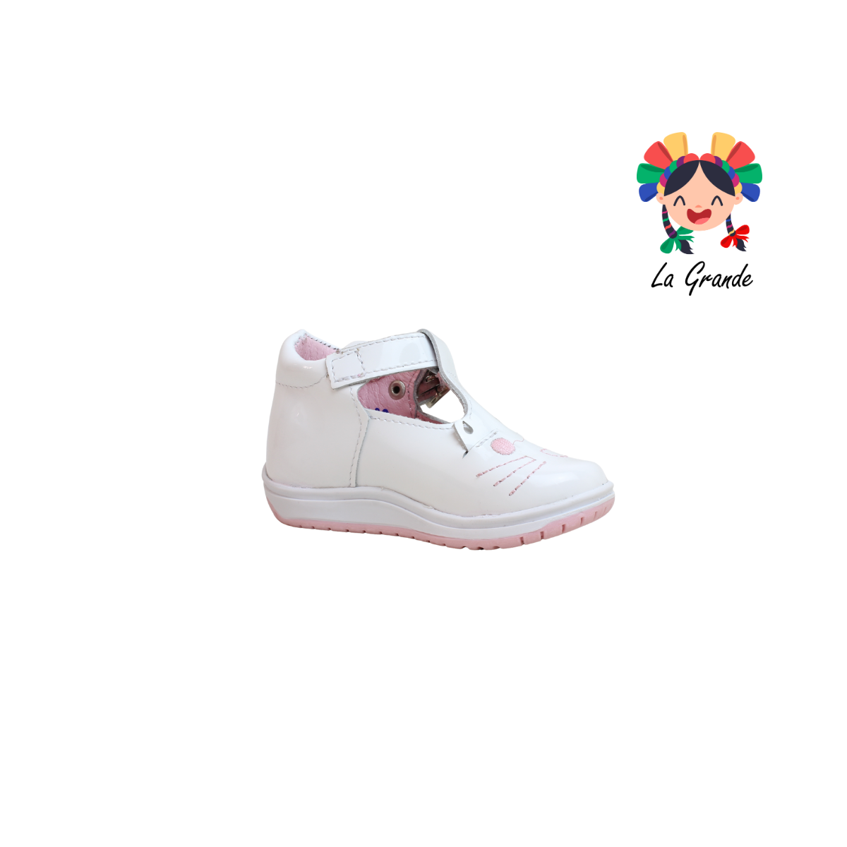345 WIZZYZ Blanco Gatito Charol Zapato Casual para Bebé
