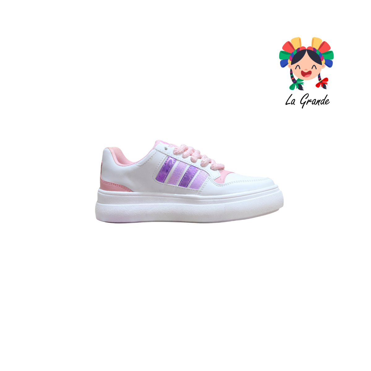 4000 FRIDAYS Blanco Lila Sint Tenis Casual para Dama