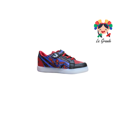 35-A SPACE BOYS Negro Rojo Sint Tenis Casual con Luz Led para Niño