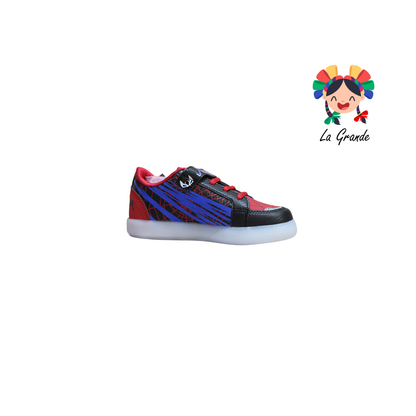 35-A SPACE BOYS Negro Rojo Sint Tenis Casual con Luz Led para Niño