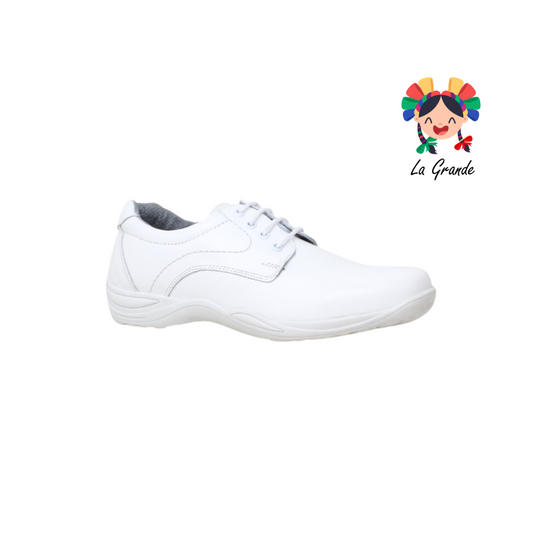 351 PARRANDEROS Blanco Piel Zapato Clínico para Dama y Joven