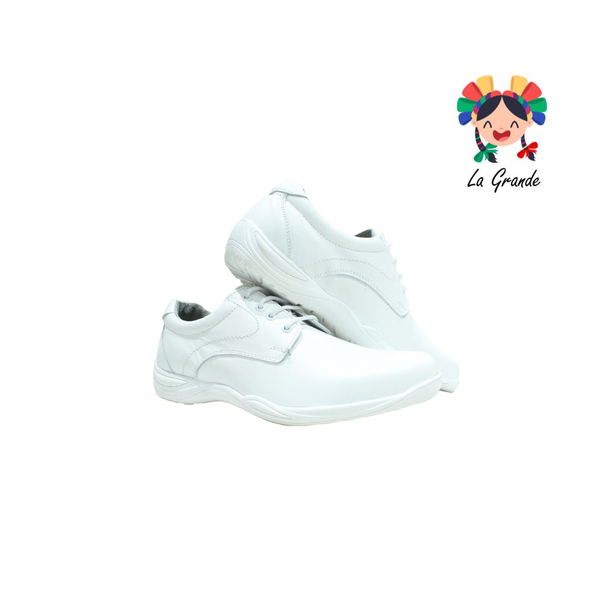 351 PARRANDEROS Blanco Piel Zapato Clínico para Dama y Joven