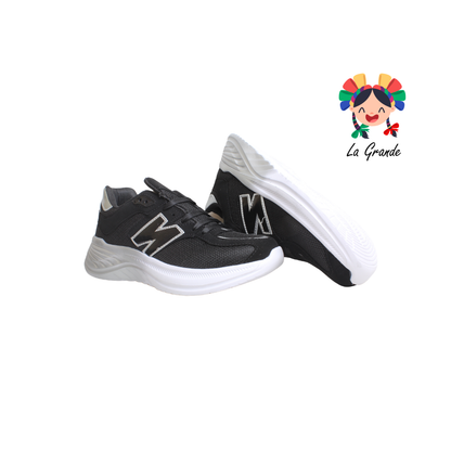 352 BOX X Negro Plata Tenis Deportivo para Dama, Joven y Caballero