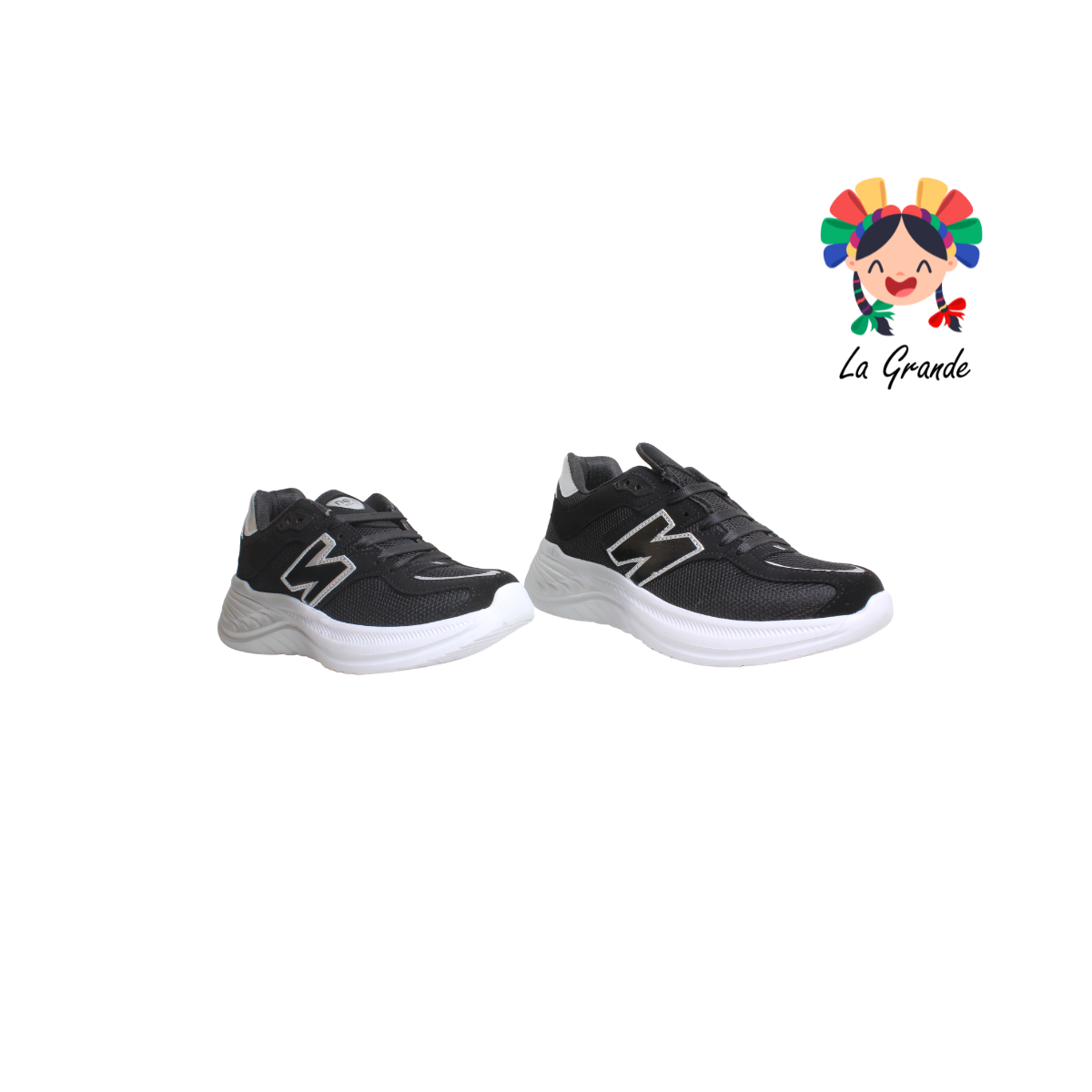 352 BOX X Negro Plata Tenis Deportivo para Dama, Joven y Caballero
