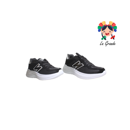 352 BOX X Negro Plata Tenis Deportivo para Dama, Joven y Caballero