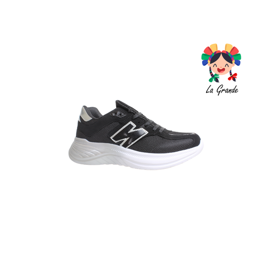 352 BOX X Negro Plata Tenis Deportivo para Dama, Joven y Caballero