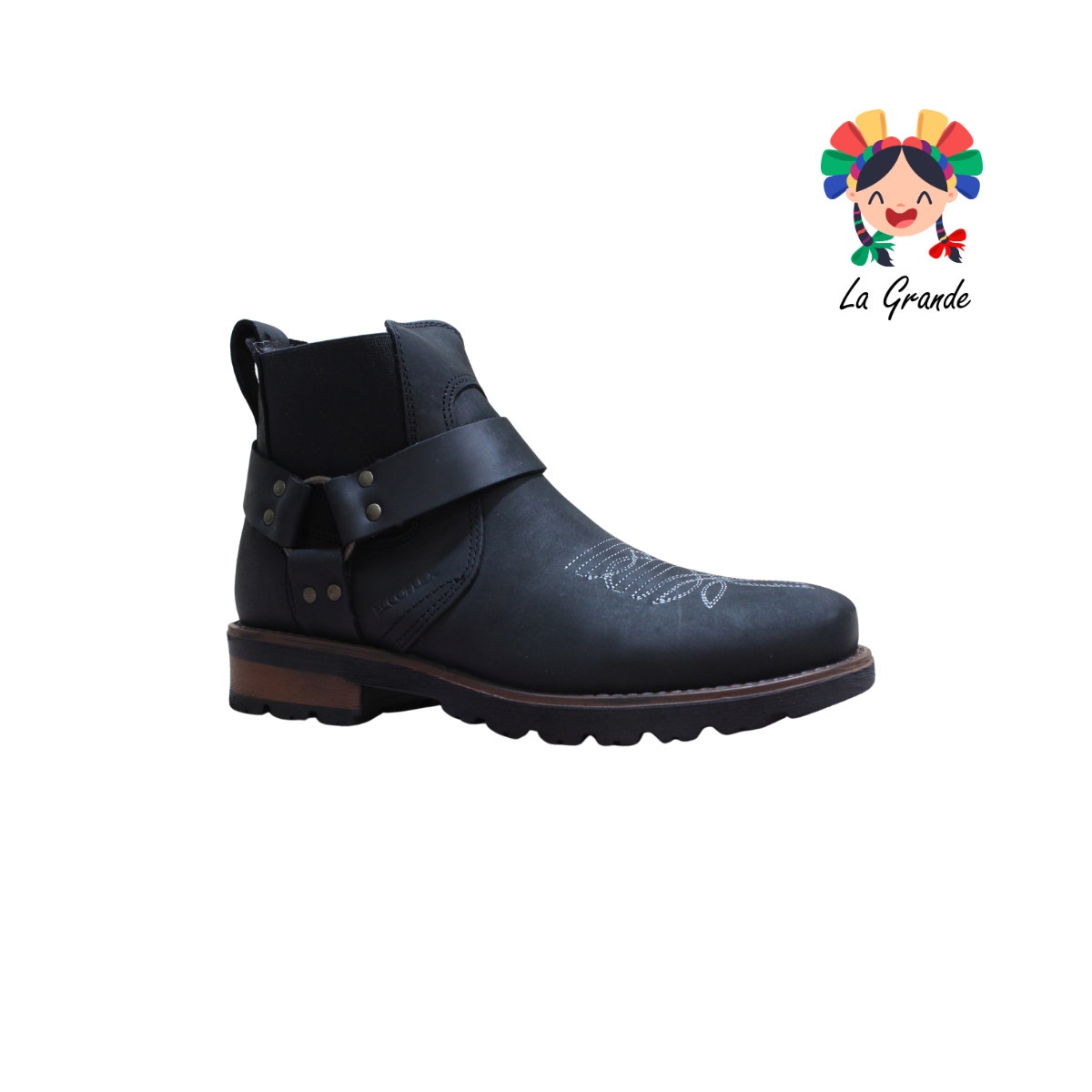 6078 ECCOFLEX Negro Crazy Piel Bota para Caballero