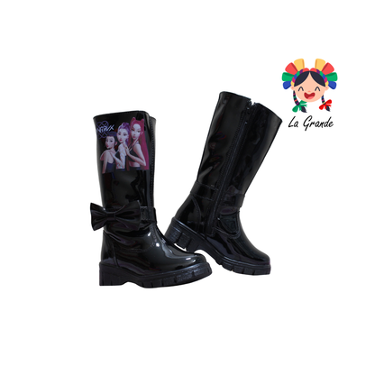 759 Huntri LADY FLORES Negro Bota Alta para Niña