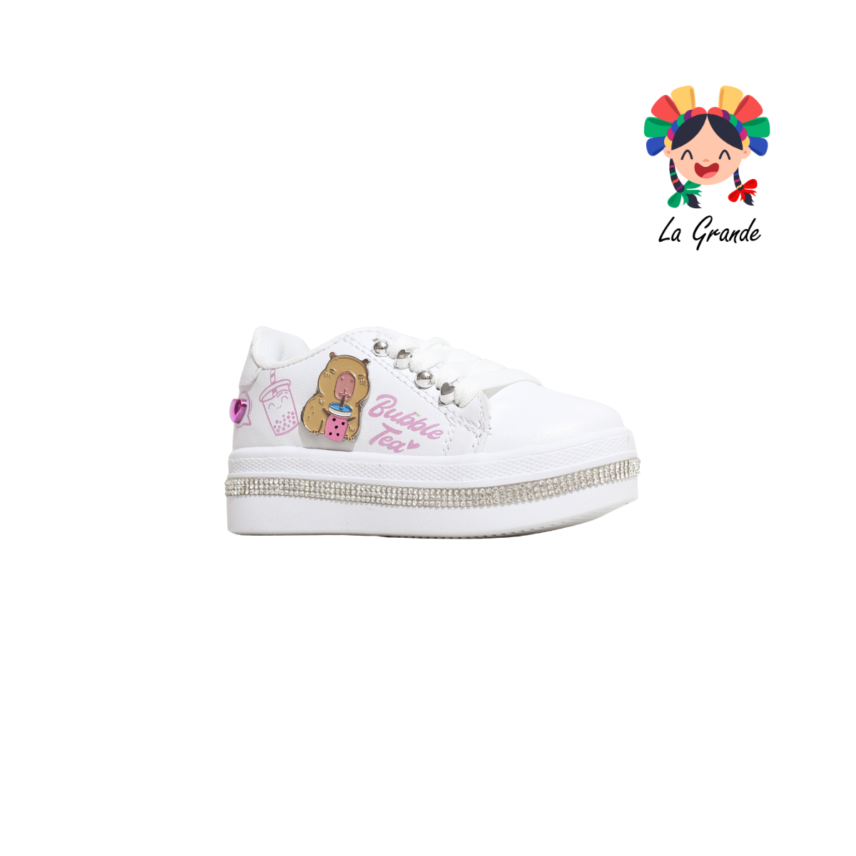 360 CHAMPS Blanco Rosa Tenis Casual para Niña y Dama