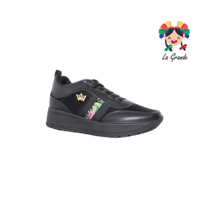 360 TORONTO Negro Flores Sintético Tenis Casual para Dama
