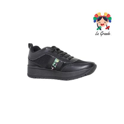 360 TORONTO Negro Flores Sintético Tenis Casual para Dama