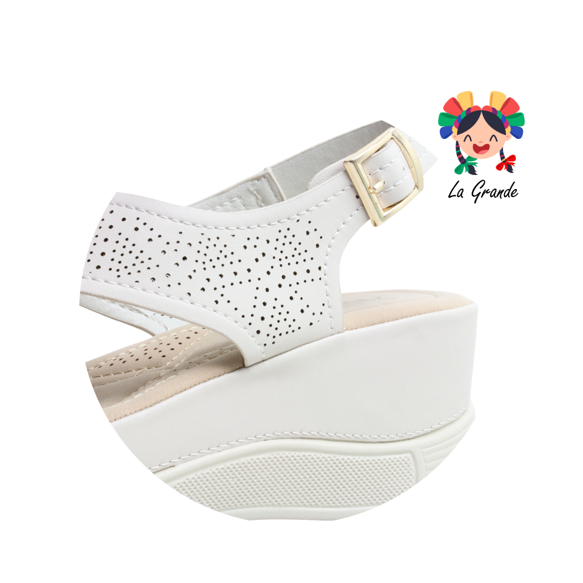 3618 SHOSH Latte Beige Sintético Sandalia con Plataforma para Dama