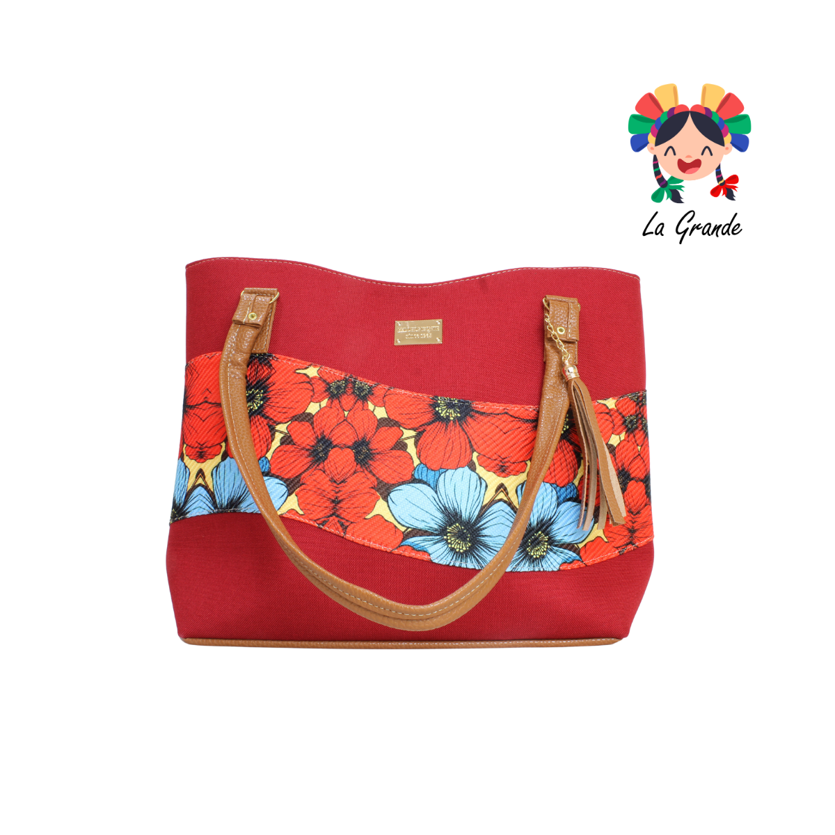 058 TONY Bolsa Grande Rojo con Flores Casual para Dama