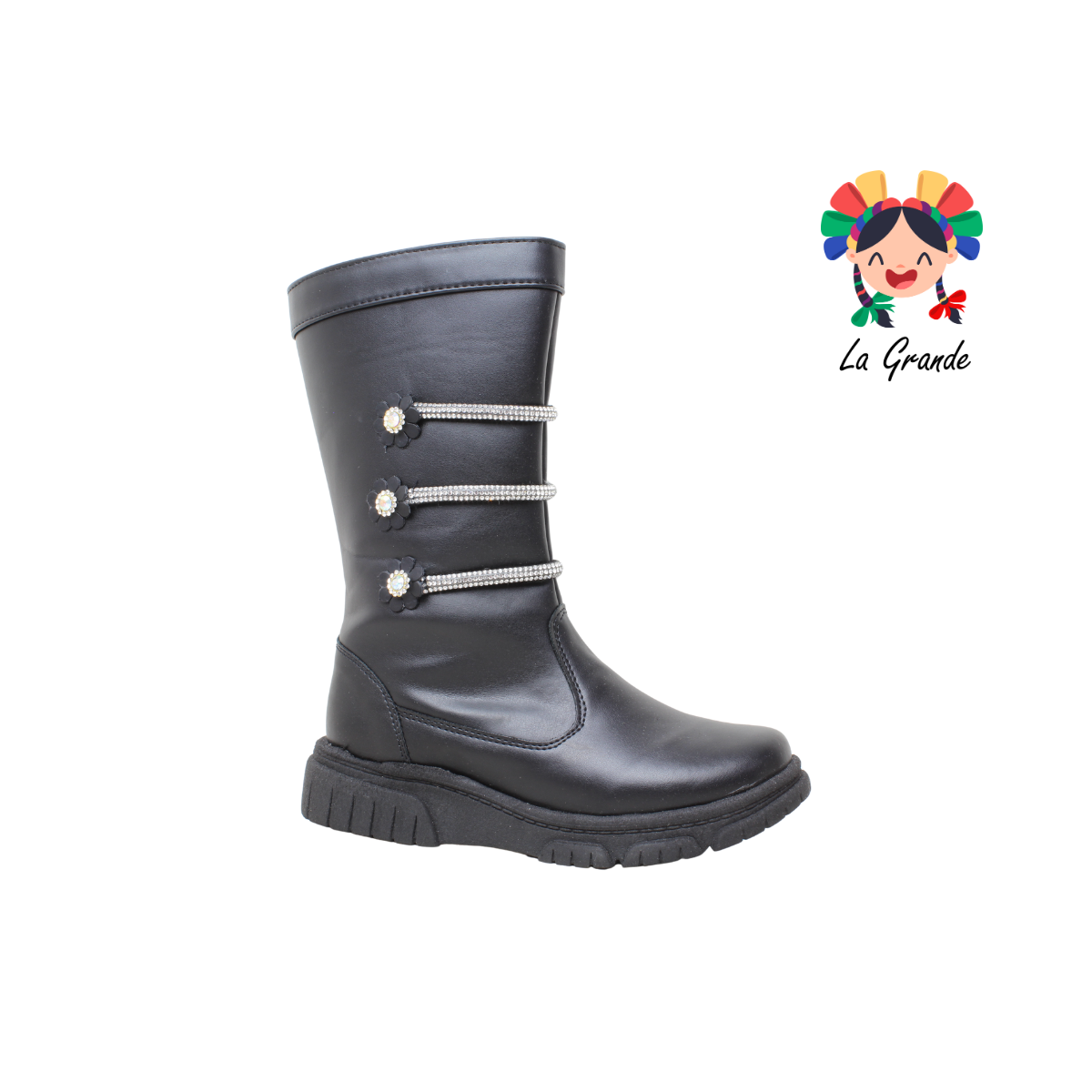 901 ANZASTIGA Negro Sintético Bota Casual Alta para Niña