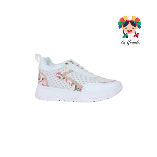 366 TORONTO Blanco Flores Textil Tenis Casual para Dama