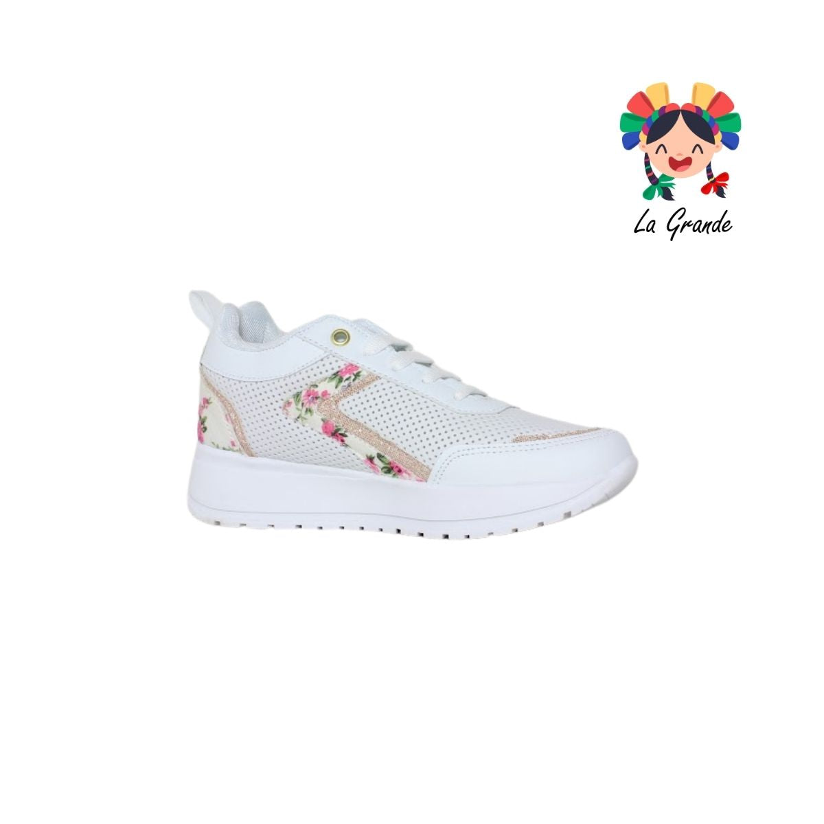 366 TORONTO Blanco Flores Textil Tenis Casual para Dama
