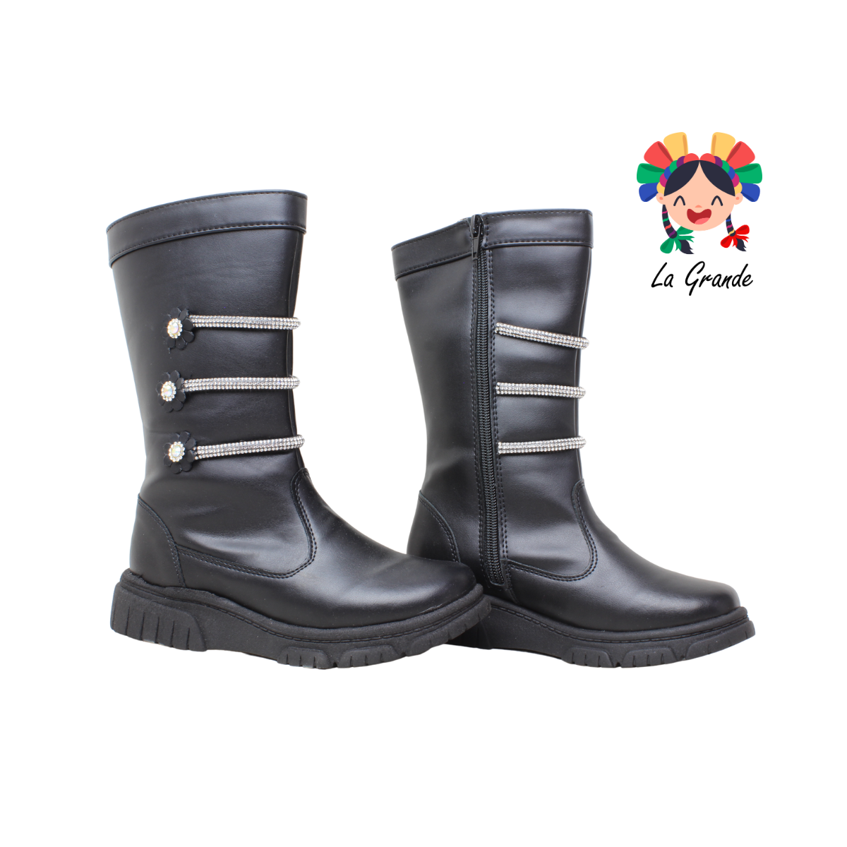 901 ANZASTIGA Negro Sintético Bota Casual Alta para Niña