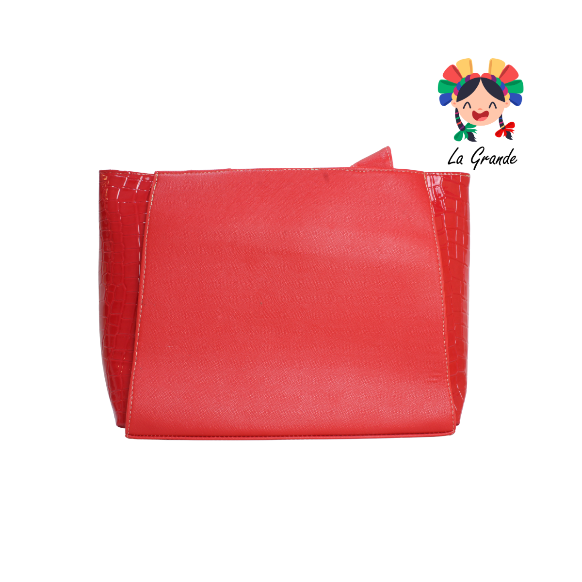 058 TONY Bolsa Grande Rojo Grecas Liso Casual para Dama