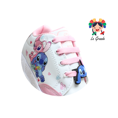 T3-03 DANIELS Blanco Rosa Lumino Tenis Casual para Niña