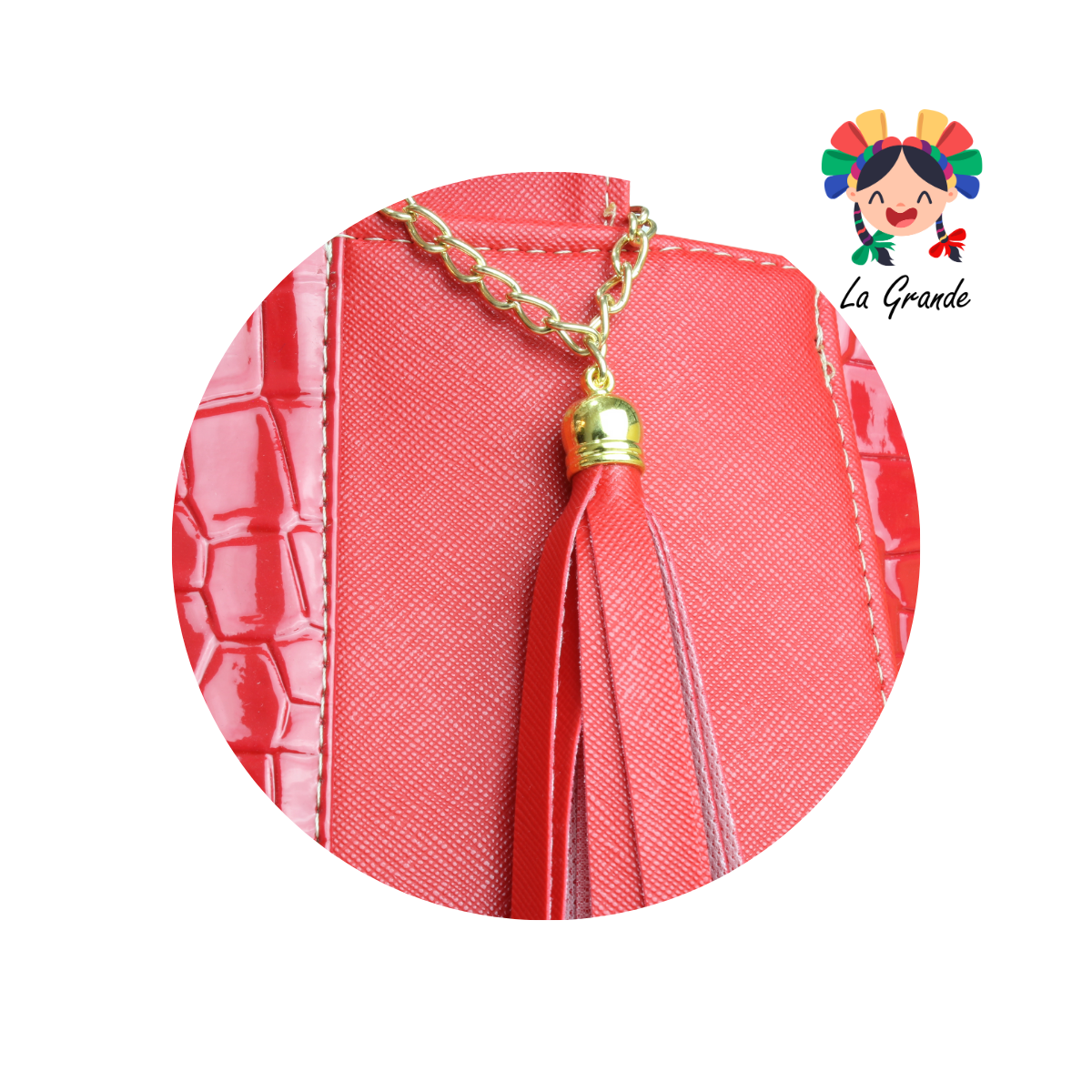 058 TONY Bolsa Grande Rojo Grecas Liso Casual para Dama