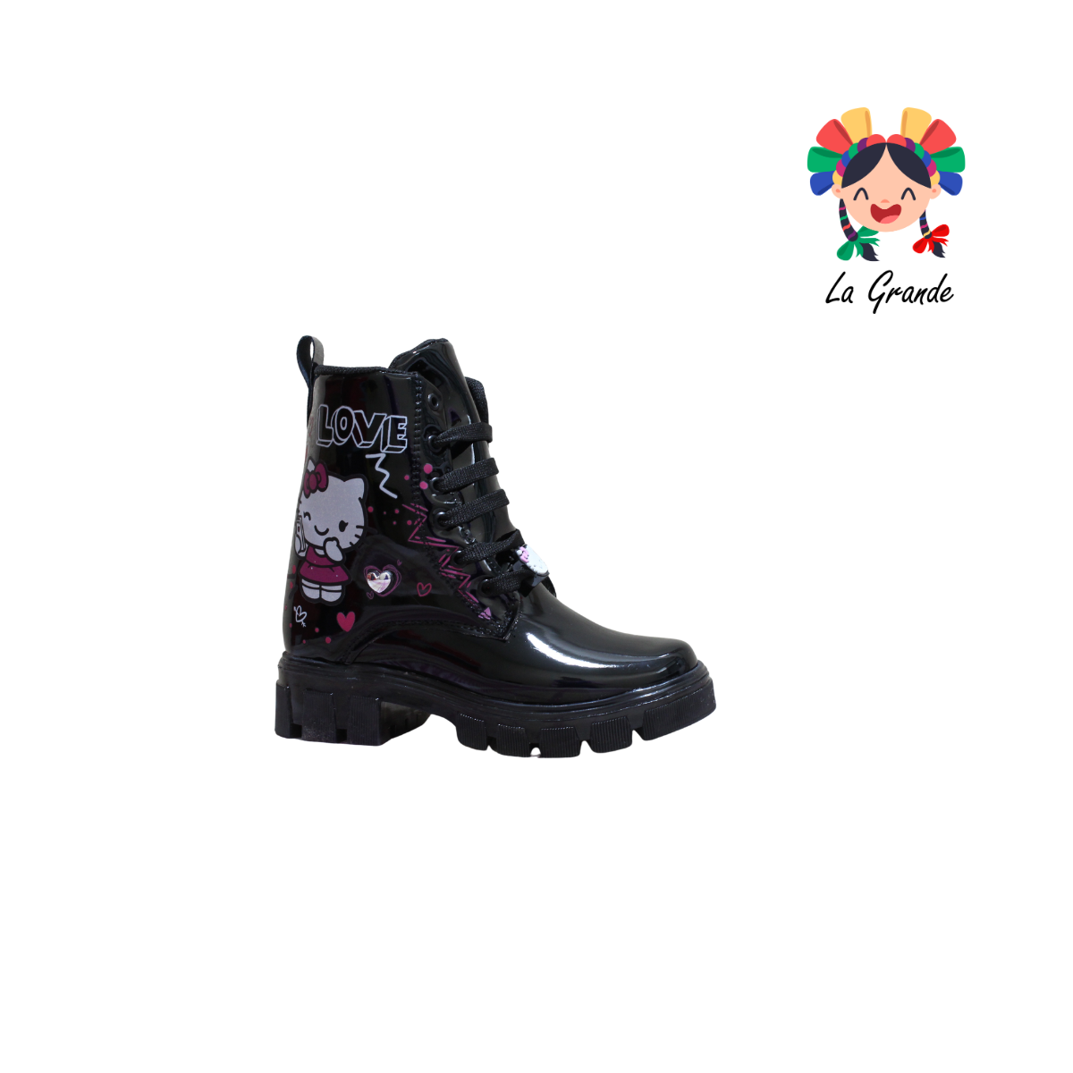 B09 DANIELS Negro Charol Bota Casual con Luces para Niña