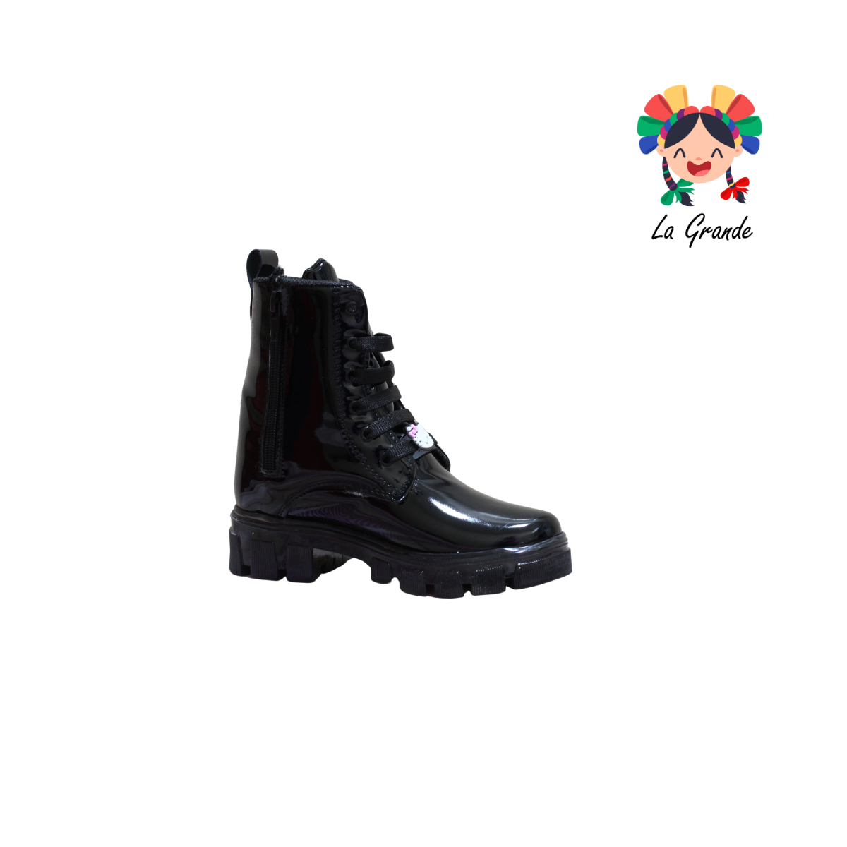 B09 DANIELS Negro Charol Bota Casual con Luces para Niña
