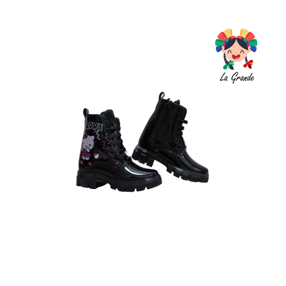 B09 DANIELS Negro Charol Bota Casual con Luces para Niña