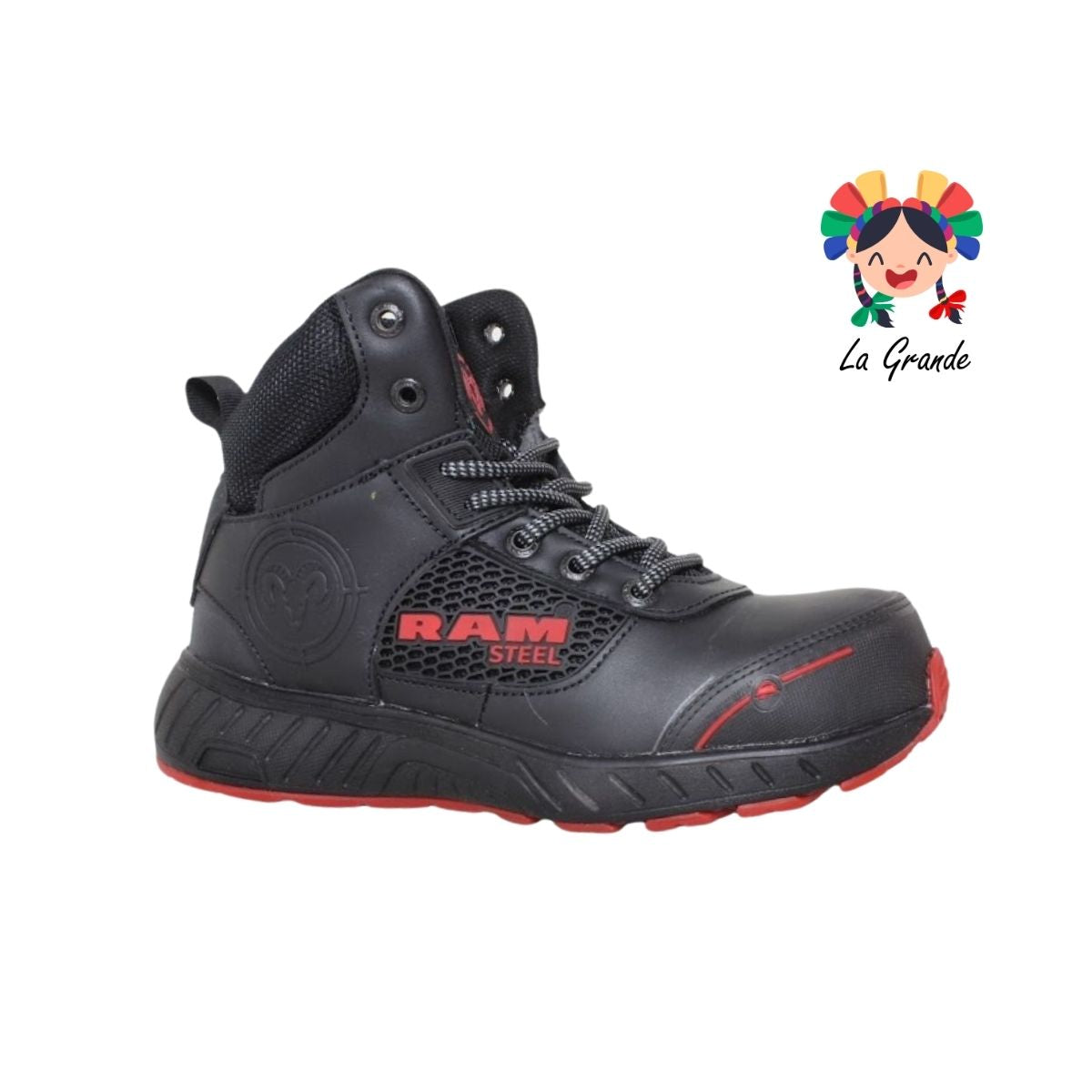 R-811 RAM Negro Rojo Casco de Poliamida Bota Industrial para Caballero