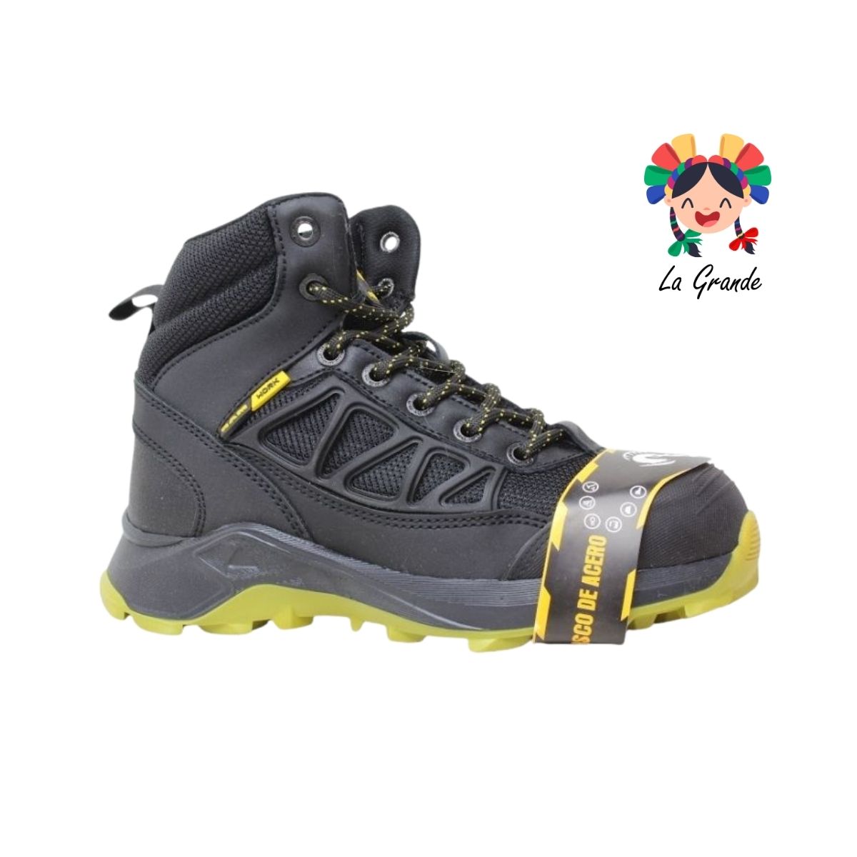 9504 RAM Negro Amarillo Bota Industrial con Casco para Caballero