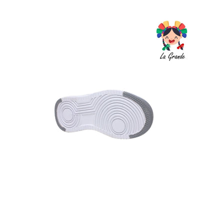 380 PICHUS Blanco Blanco Tenis Escolar con Velcro para Niña y Niño