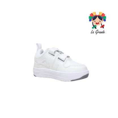 380 PICHUS Blanco Blanco Tenis Escolar con Velcro para Niña y Niño