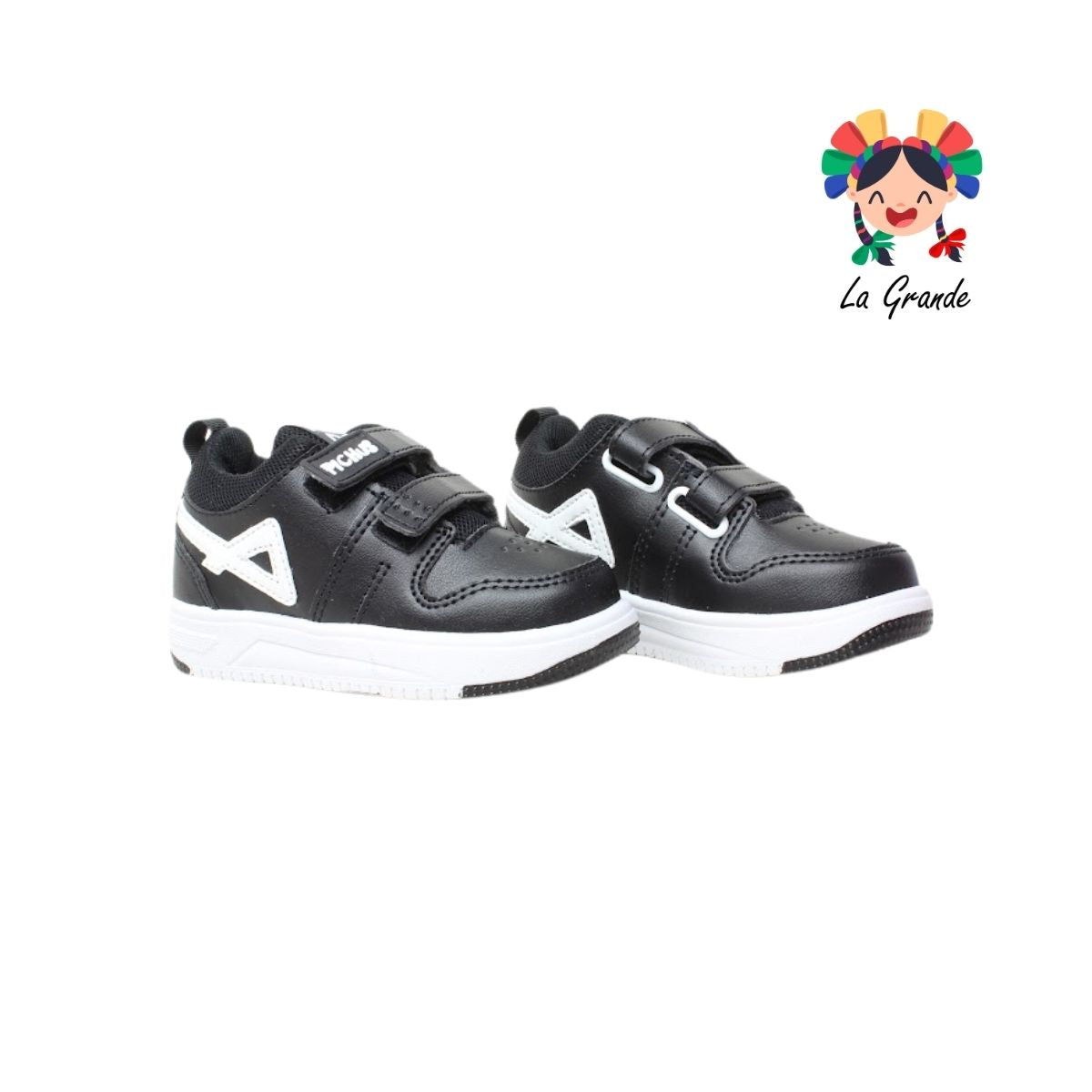 380 PICHUS Negro Blanco Sint Tenis Casual para Niña y Niño