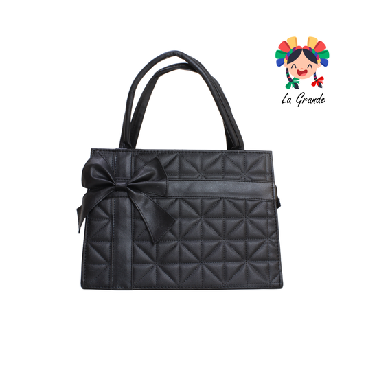 018 Bolsa Negro Moño tipo Cajita para Dama