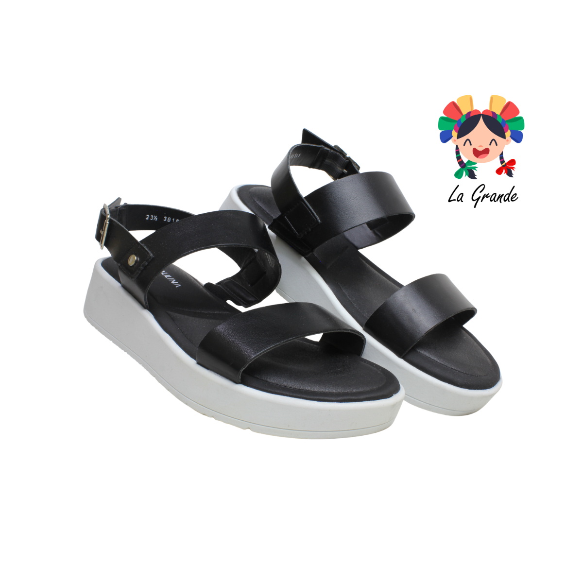 38101 LADY PAULINA Negro Napa Sandalia Casual para Dama