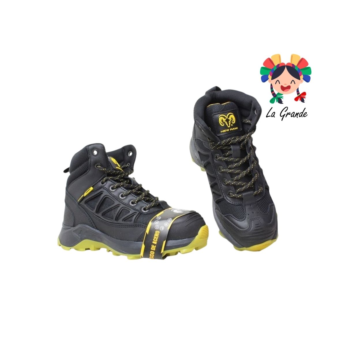 9504 RAM Negro Amarillo Bota Industrial con Casco para Caballero