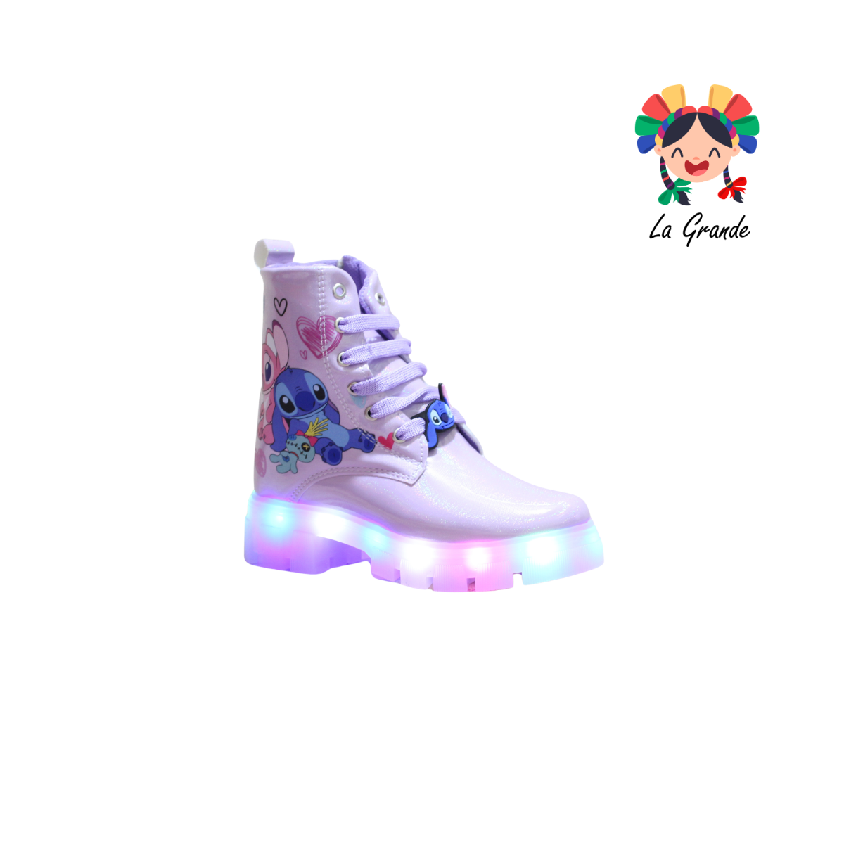 B10 DANIELS Lila Luminos Bota Casual con Luces para Niña