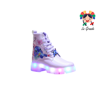 B10 DANIELS Lila Luminos Bota Casual con Luces para Niña