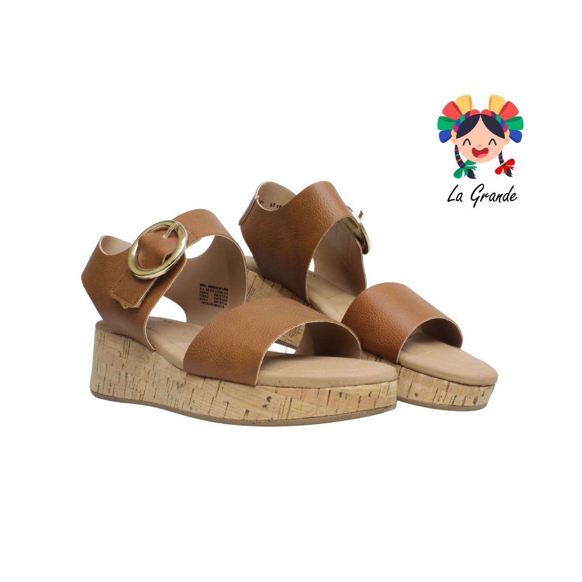 38501 LADY PAULINA Canela Napa Sandalia Casual para Dama