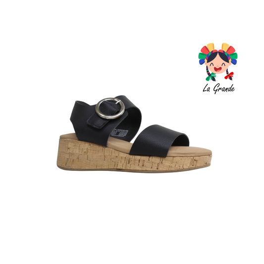 38501 LADY PAULINA Negro Napa Sandalia Casual para Dama