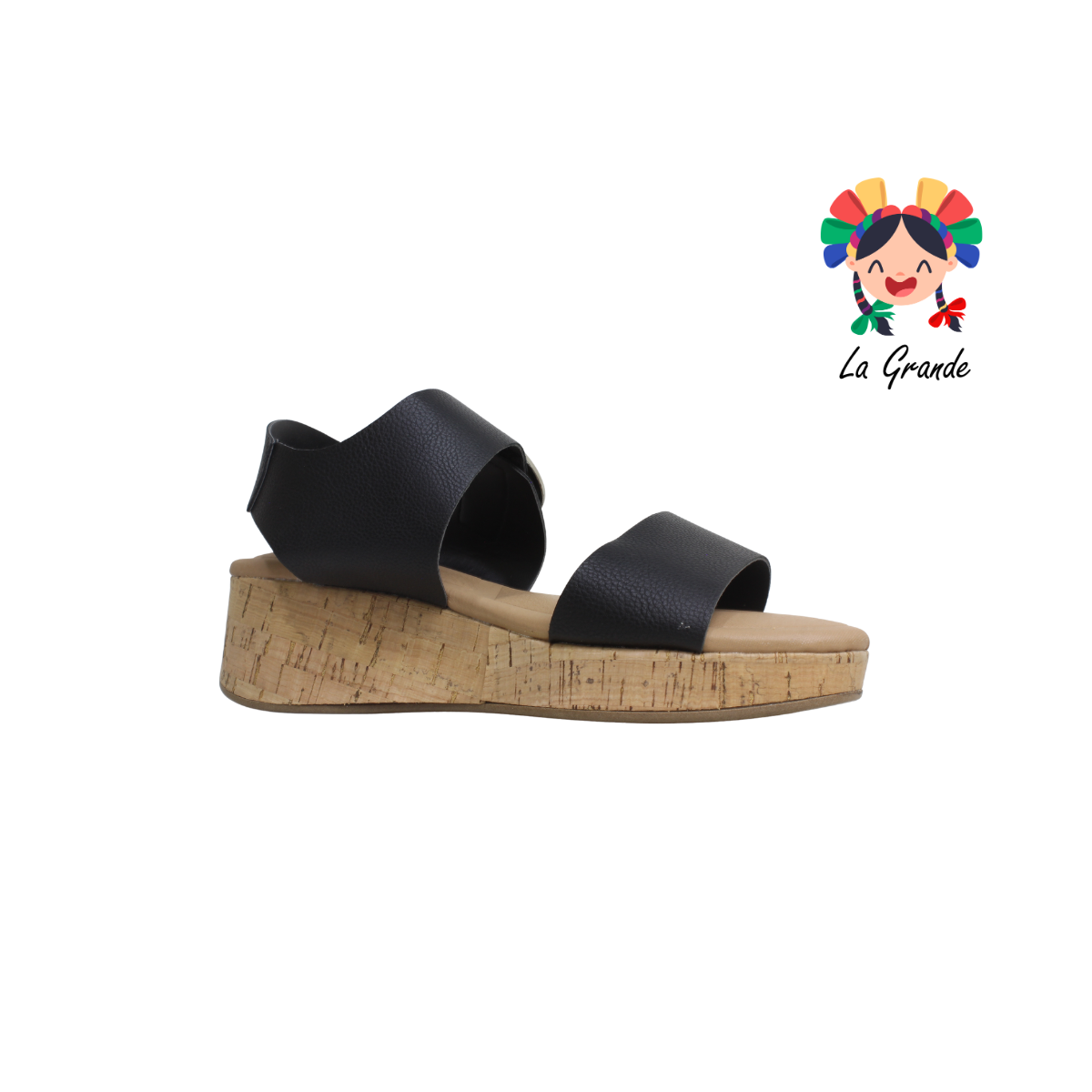 38501 LADY PAULINA Negro Napa Sandalia Casual para Dama