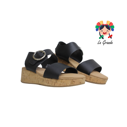38501 LADY PAULINA Negro Napa Sandalia Casual para Dama