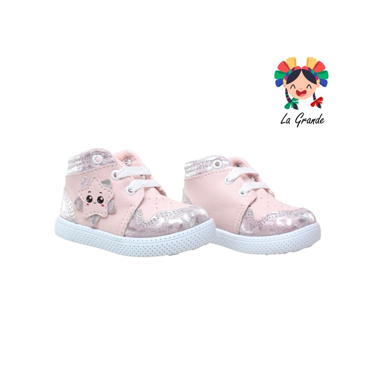 38A50 PEKE KIDS Rosa Brillos Sintético Tenis Casual para Bebé
