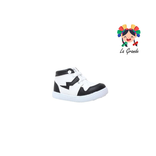 38A72 PEKE KIDS Blanco Negro Sint Tenis Casual para Bebé