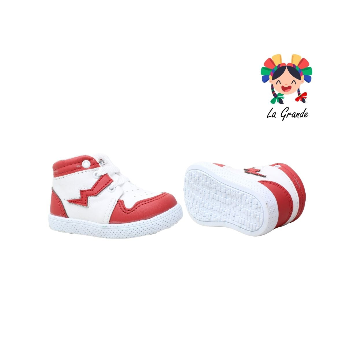 38A72 PEKE KIDS Blanco Rojo Sintético Tenis Casual para Bebé