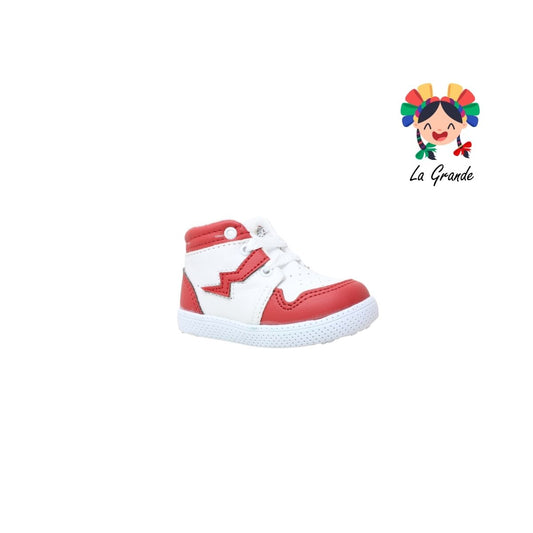 38A72 PEKE KIDS Blanco Rojo Sintético Tenis Casual para Bebé