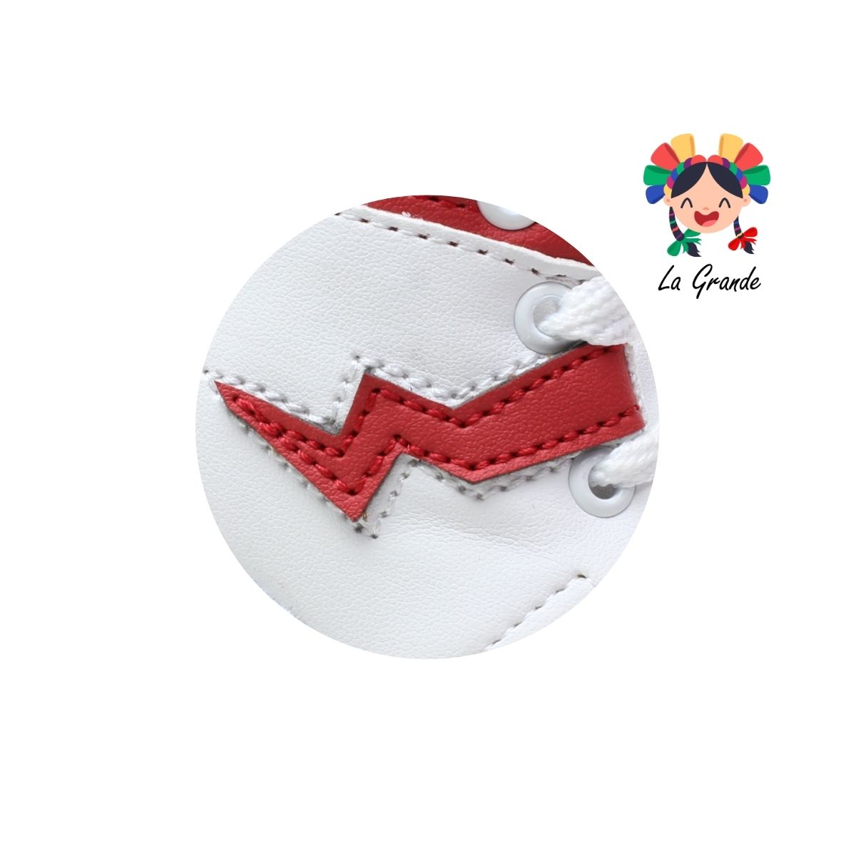 38A72 PEKE KIDS Blanco Rojo Sintético Tenis Casual para Bebé
